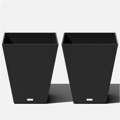 Veradek Pure Series Nobleton 19”x19”x22” Square Polyethlene Plant Planters(2 Pack), Black!! NEW OUT OF BOX!!