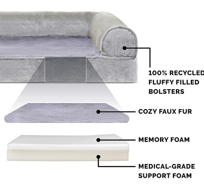 Furhaven Sofa-Style Pet Beds for Small/Medium/Large Dogs & Cats - Orthopedic, Cooling Gel, Memory Foam**New in box**