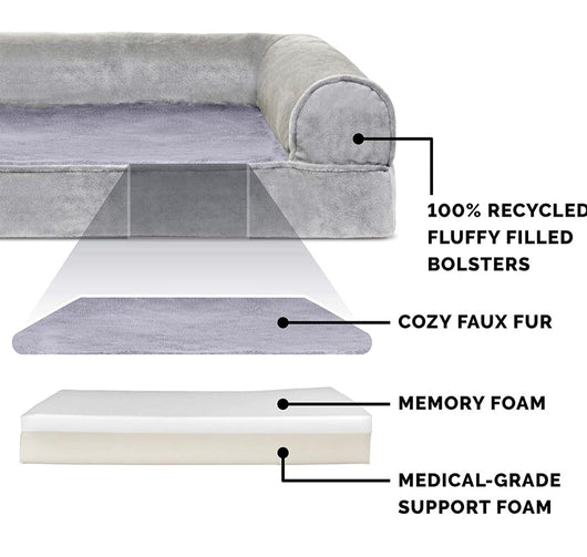 Furhaven Sofa-Style Pet Beds for Small/Medium/Large Dogs & Cats - Orthopedic, Cooling Gel, Memory Foam**New in box**