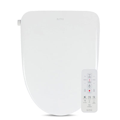 ALPHA BIDET UX Pearl Bidet Toilet Seat in Elongated White | Ultra Low Profile | Endless Warm Water | Arced Stainless Steel Nozzle | LED Nightlight | Dryer | Deodorizer | **New in box**