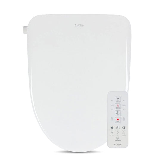 ALPHA BIDET UX Pearl Bidet Toilet Seat in Elongated White | Ultra Low Profile | Endless Warm Water | Arced Stainless Steel Nozzle | LED Nightlight | Dryer | Deodorizer | **New in box**