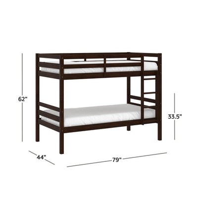 Hillsdale Campbell Wood Twin Over Twin Convertible Bunk Bed, Espresso**New in Box**