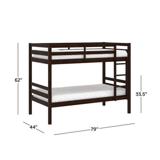 Hillsdale Campbell Wood Twin Over Twin Convertible Bunk Bed, Espresso**New in Box**
