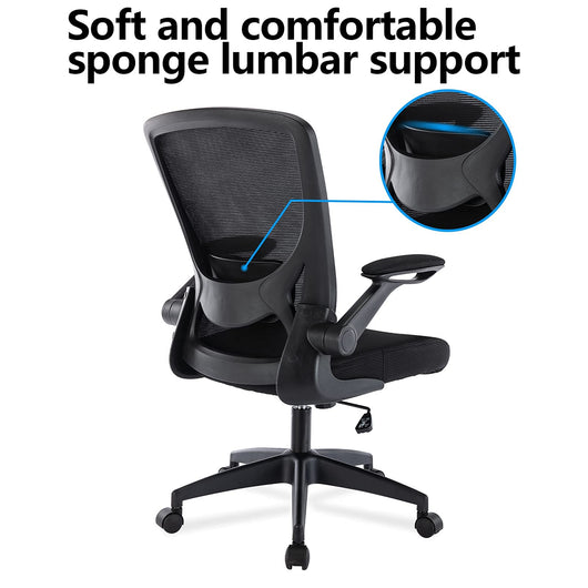 KERDOM Ergonomic Office Chair, Breathable Mesh Desk Chair, Lumbar Support Computer Chair with Wheels and Flip-up Arms, Swivel Task Chair BIFMA Passed, Adjustable Height Home Gaming Chair**New and assembled**