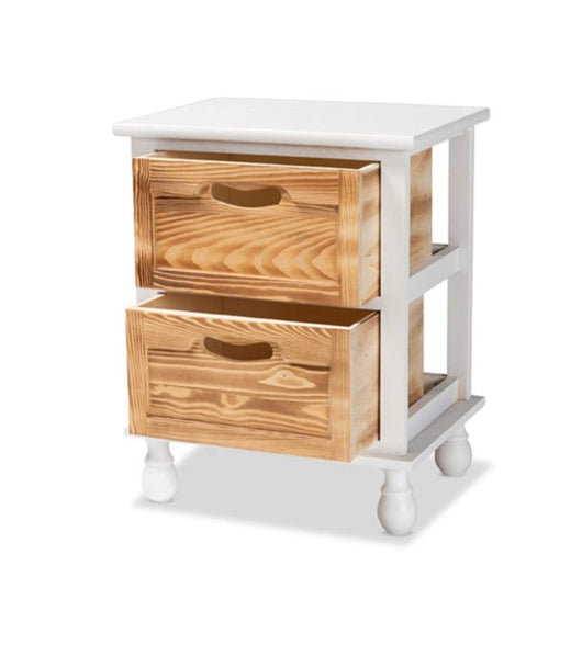 Baxton Studio Suvan Modern and Contemporary Two-Tone White and Oak Brown Finished Wood 2-Drawer Nightstand- NEW AND ASSEMBLED!!!!