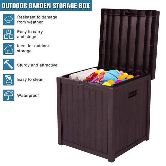 Besbuy 51 Gallons Square Plastic Deck Box Lockable Seat,Brown!  -Brand new & Assembled but does have a very small crack on the back side, photos shown