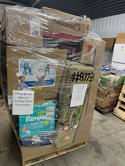 Jumbo huge liquidation pallet- over 7 ft tall ! Pallet number 8773