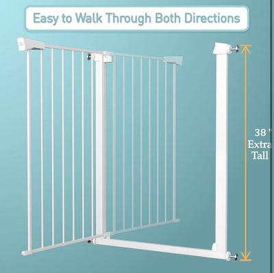 Extra Tall Baby Gate Stand 38" Tall - Long Walk Through Pet Gate for Kids or Large Pets - Metal Pressure Mounted Safety Gate 59.84"-62.60" Wide!  -Brand new in the box