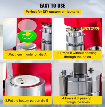 VEVOR Button Maker 1 inch Button Badge Maker 25 MM Pins Punch Press Machine 500 PCS Free Button Parts + Circle Cutter- NEW IN BOX!!!!