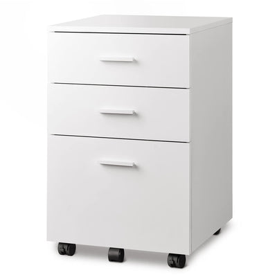 DEVAISE 3 Drawer Wood Mobile File Cabinet, Rolling Filing Cabinet for Letter/A4 Size, White**New in box**