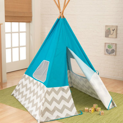 KidKraft Deluxe Bamboo and Canvas Play Teepee Furniture, Turquoise**New in Box**