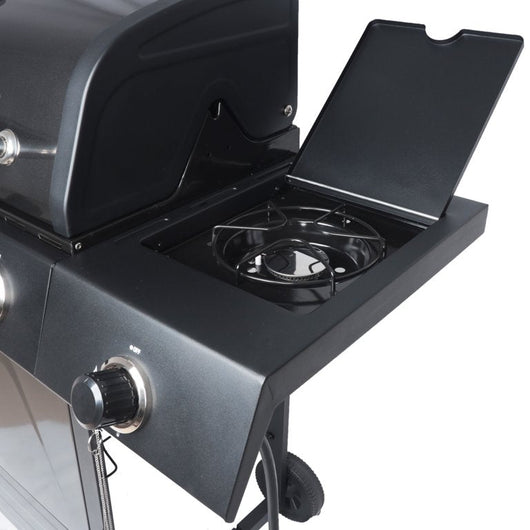 RevoAce 4-Burner Gas Grill with Side Burner, Stainless Steel & Black**New in box**