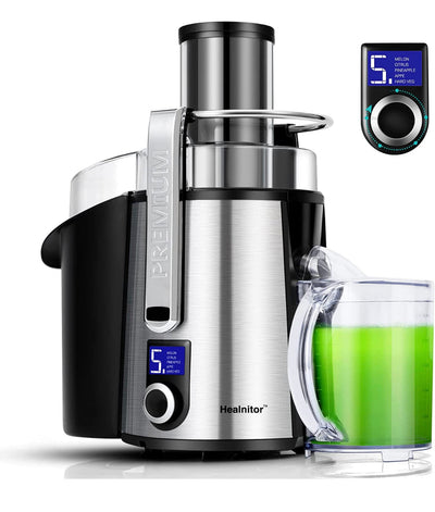 Healnitor Juice Extractor, 1000W 5-SPEED LCD Screen, Silver- NEW IN BOX!!!!