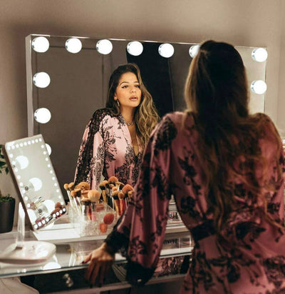 Fenair Large Hollywood Vanity Mirror with Lights Bluetooth Wall Mount Tabletop Metal White- NEW IN BOX!!!