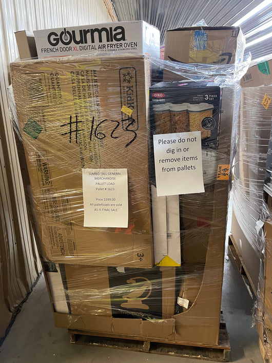 Jumbo huge liquidation pallet- over 7 ft tall ! Pallet number 1623