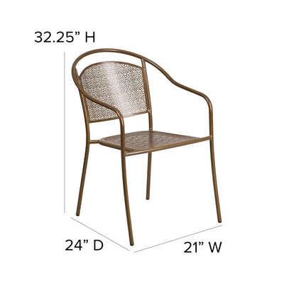 Flash Furniture Commercial Grade Gold Indoor-Outdoor Steel Patio Arm Chair with Round Back**New**