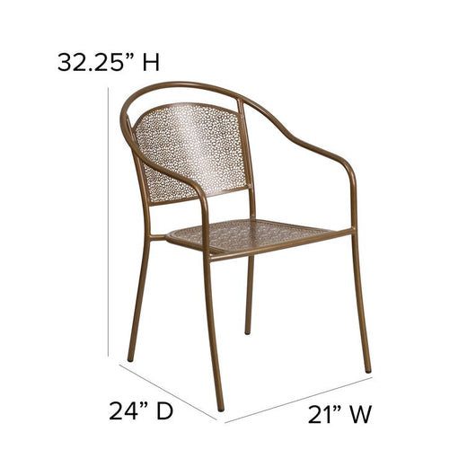 Flash Furniture Commercial Grade Gold Indoor-Outdoor Steel Patio Arm Chair with Round Back**New**