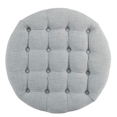 Homepop Home Decor | Large Button Tufted Woven Round Storage Ottoman | Ottoman with Storage for Living Room & Bedroom (Light Blue)**New in box**