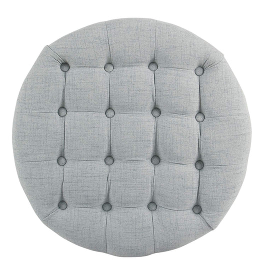 Homepop Home Decor | Large Button Tufted Woven Round Storage Ottoman | Ottoman with Storage for Living Room & Bedroom (Light Blue)**New in box**