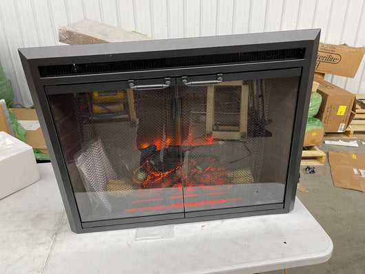 32” wide electric fireplace insert   brand new - but Salvage - log set was damaged in shipping- does not affect operation at all  includes multifunction remote control