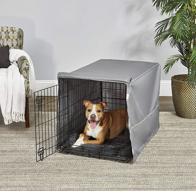 New World Double Door Dog Crate Kit, Dog Crate Kit Includes One Two-Door Dog Crate, and Gray Dog Crate Cover, 36-Inch Kit Ideal for Medium Dog Breeds!! BRAND NEW, MISSING DOG BED!!