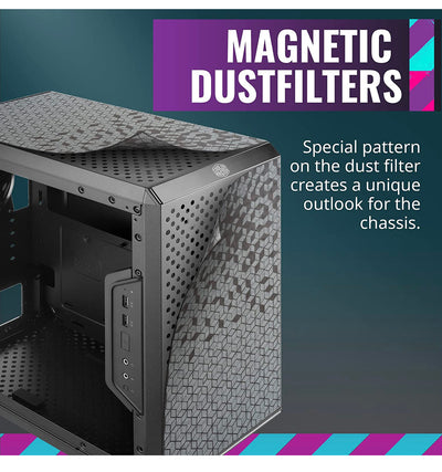 Cooler Master MasterBox Q300L Micro-ATX Tower with Magnetic Design Dust Filter, Transparent Acrylic Side Panel, Adjustable I/O & Fully Ventilated Airflow, Black**New in box**