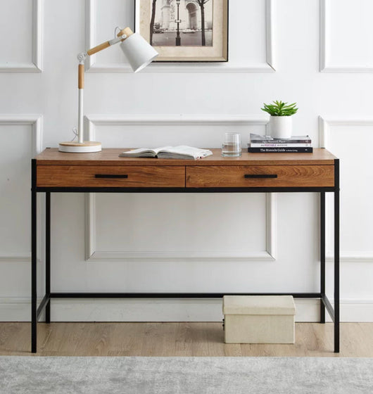 Caffoz 48" Computer Desk Brown Mahogany with 2 Drawers for Home Office- NEW IN BOX!!!