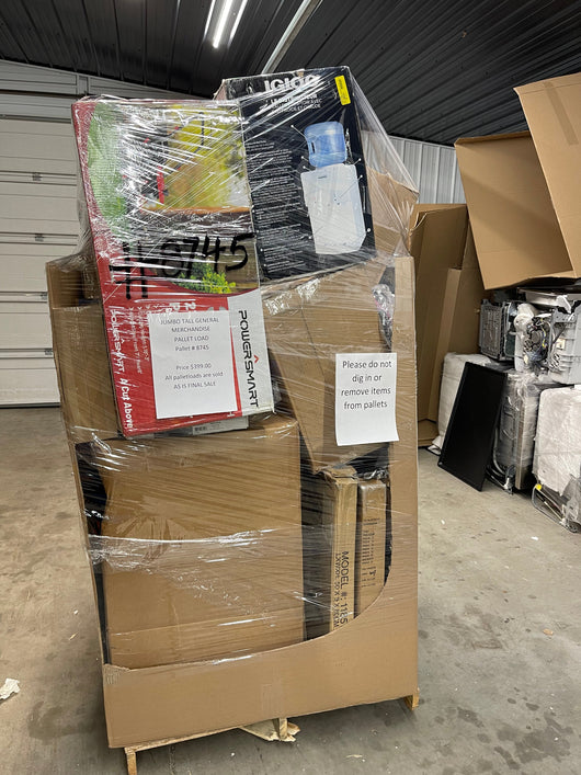 Jumbo huge liquidation pallet- over 7 ft tall ! Pallet number 8745