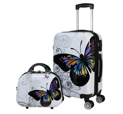 World Traveler Butterfly 2pc Luggage Set (new)