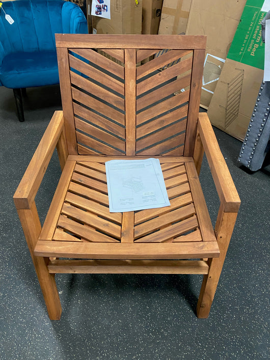 Walker Edison Brown Acacia Wood Outdoor Patio Lounge Chair- NEW AND ASSEMBLED!!!