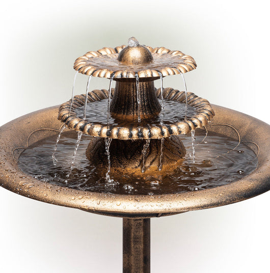Alpine Corporation 3-Tiered Pedestal Outdoor Water Fountain and Bird Bath, Bronze- NEW IN BOX!!!