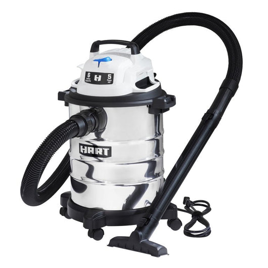 Hart 6-Gallon Stainless Steel Wet/Dry Vacuum with Cartridge Filter**New one replaced with different size wheel**