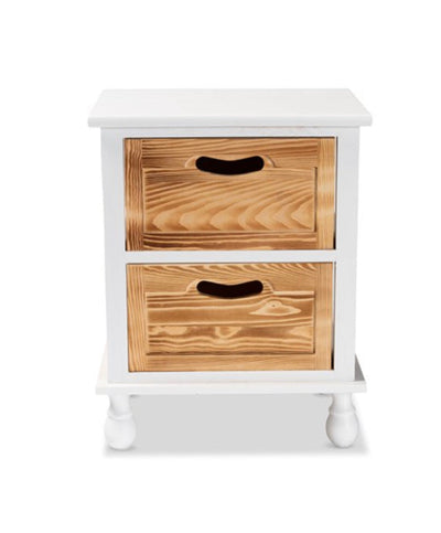 Baxton Studio Suvan Modern and Contemporary Two-Tone White and Oak Brown Finished Wood 2-Drawer Nightstand- NEW AND ASSEMBLED!!!!