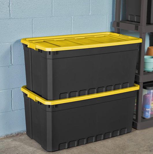Sterilite Plastic 50 Gallon Stacker Tote, Yellow Lily Single**New**