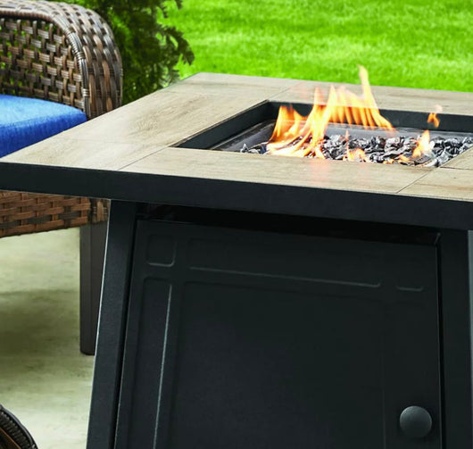 Mainstays 30" Square Ceramic Tiletop Outdoor Gas Fire Pit Table- NEW IN BOX!!!