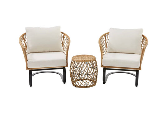 Better Homes & Gardens Ventura 3-Piece White Outdoor Boho Wicker Chat Set, Wicker Frame- NEW AND ASSEMBLED!!!