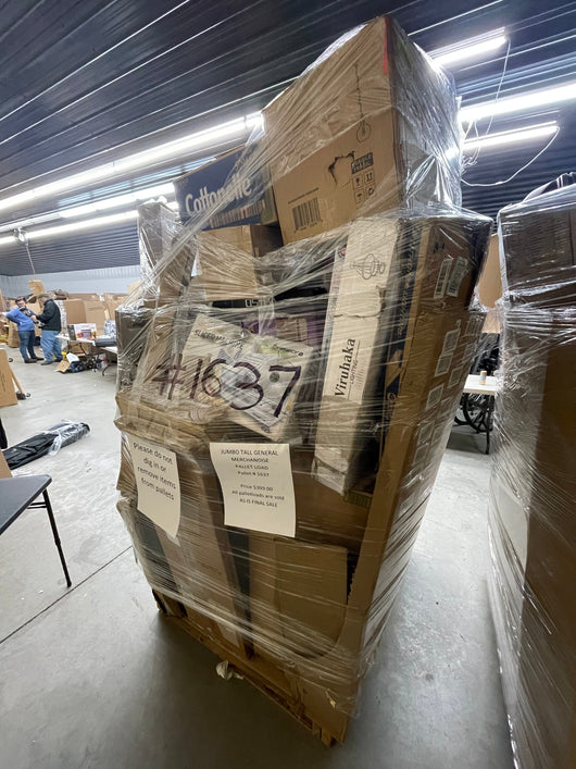 Jumbo huge liquidation pallet- over 7 ft tall ! Pallet number 1637