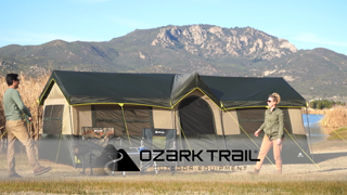 Ozark Trail Hazel Creek 12 Person Cabin Tent, 3 Rooms, Green**New**