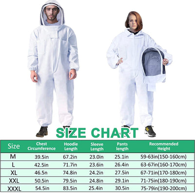 Professional Bee Suit for Men Women, Beekeeping Suit Beekeeper Suit with Glove &Ventilated Hood, Multi-Size Bee Outfit for Backyard and Bee Keeper- NEW IN PLASTIC!!!