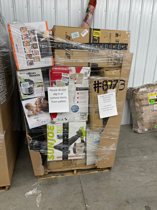 Jumbo huge liquidation pallet- over 7 ft tall ! Pallet number 8773