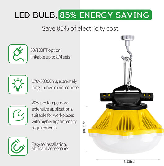 !!REDUCED!! Aluminum Housing Summstar LED Construction String Lights, 100ft 200W 20000lm String Work Light, Temporary Lights 3-Prong!! LIGHTLY USED, WORKS GREAT!!