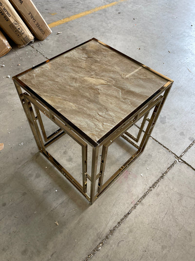 SEI Furniture Simondley End Table, Champagne- assembled- brand new