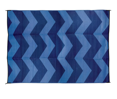 Camco 9' x 12' Reversible RV Outdoor Mat, Camping Mat, Blue Chevron (new wrapped In Plastic)