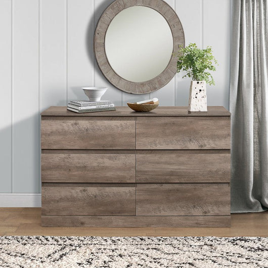 Hillsdale Brindle 6-Drawer Horizontal Dresser, Gray Oak Finish, by Hillsdale**New in Box**