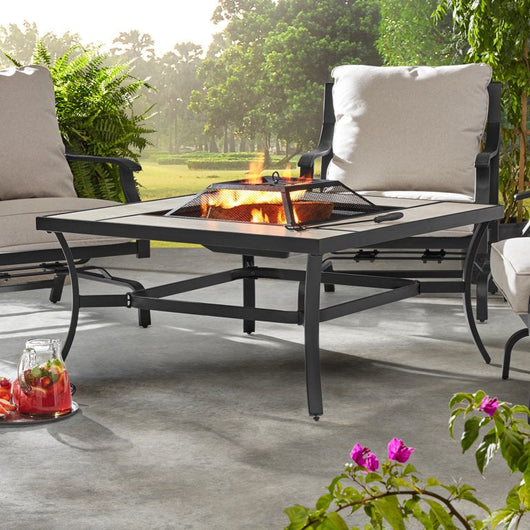 Grand Leisure Newport Steel Tile-top Wood Burning Firepit Table!  -Brand new in the box