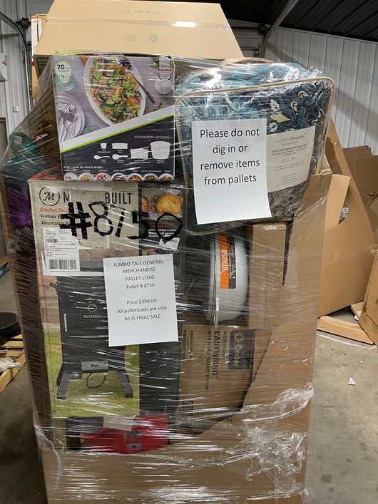 Jumbo huge liquidation pallet- over 7 ft tall ! Pallet number 8750