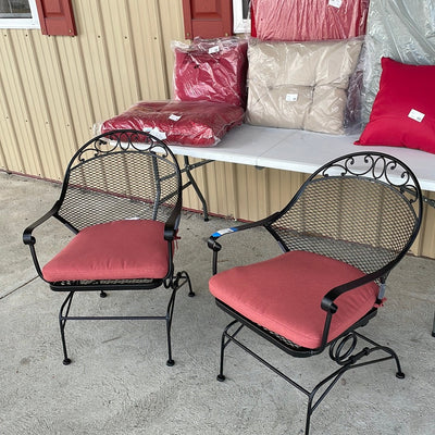 Better Homes & Gardens Clayton Court Outdoor Metal 3-Piece Bistro Set, Red**Missing table**