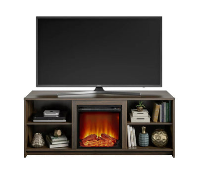 Mainstays Fireplace TV Stand for TVs up to 65", Walnut- NEW IN BOX!!!