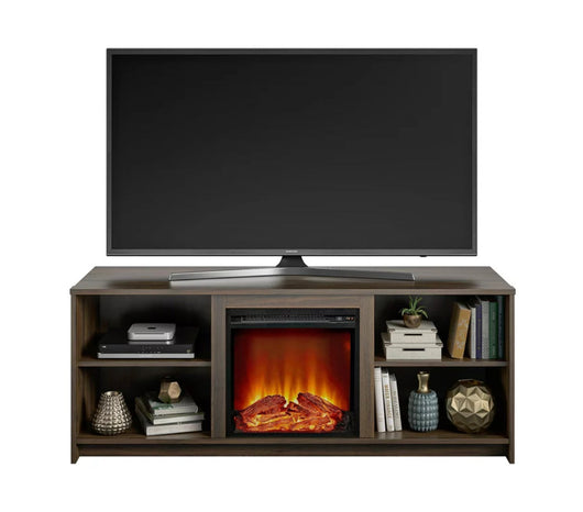 Mainstays Fireplace TV Stand for TVs up to 65", Walnut- NEW IN BOX!!!