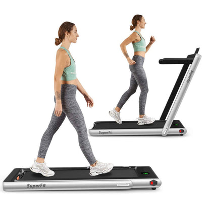 Goplus 2 in 1 Folding Treadmill, 2.25HP Superfit Under Desk Electric Treadmill, Installation-Free with Blue Tooth Speaker, Remote Control, APP Control and LED Display, Walking Jogging for Home Office- NEW OUT OF THE BOX!!!!